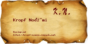 Kropf Noémi névjegykártya