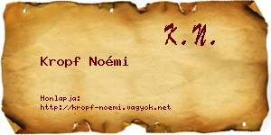 Kropf Noémi névjegykártya